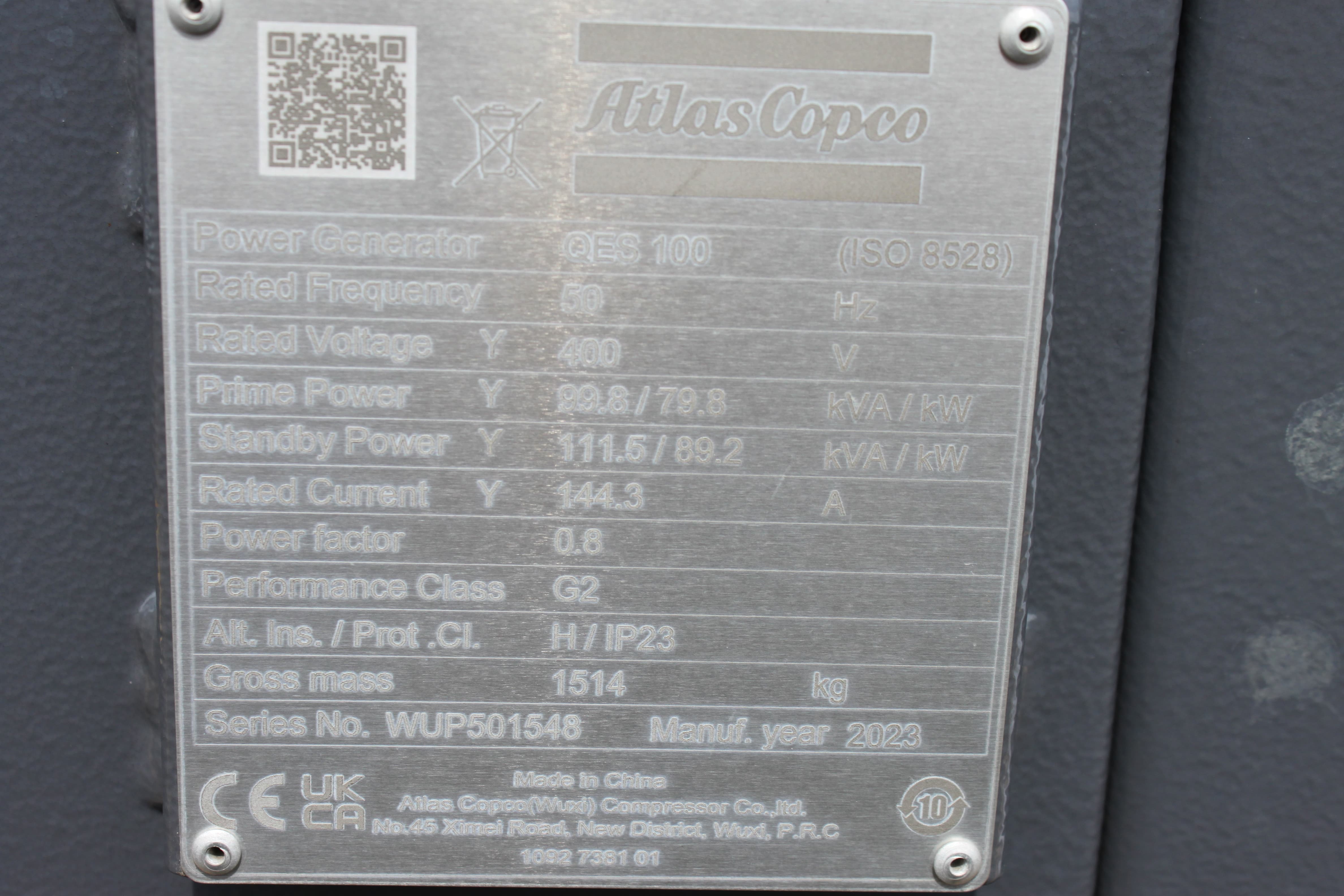 IMG 2873 - Dieselgenerator Atlas Copco - Generator 100Kva - Genset unused 100Kva - Stromaggregate Atlas Unbenutzt