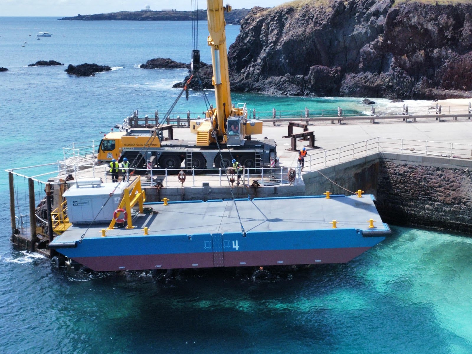 Manor Barge - Ascension Island Barge - Schraven navigator unit delivery on a Barge