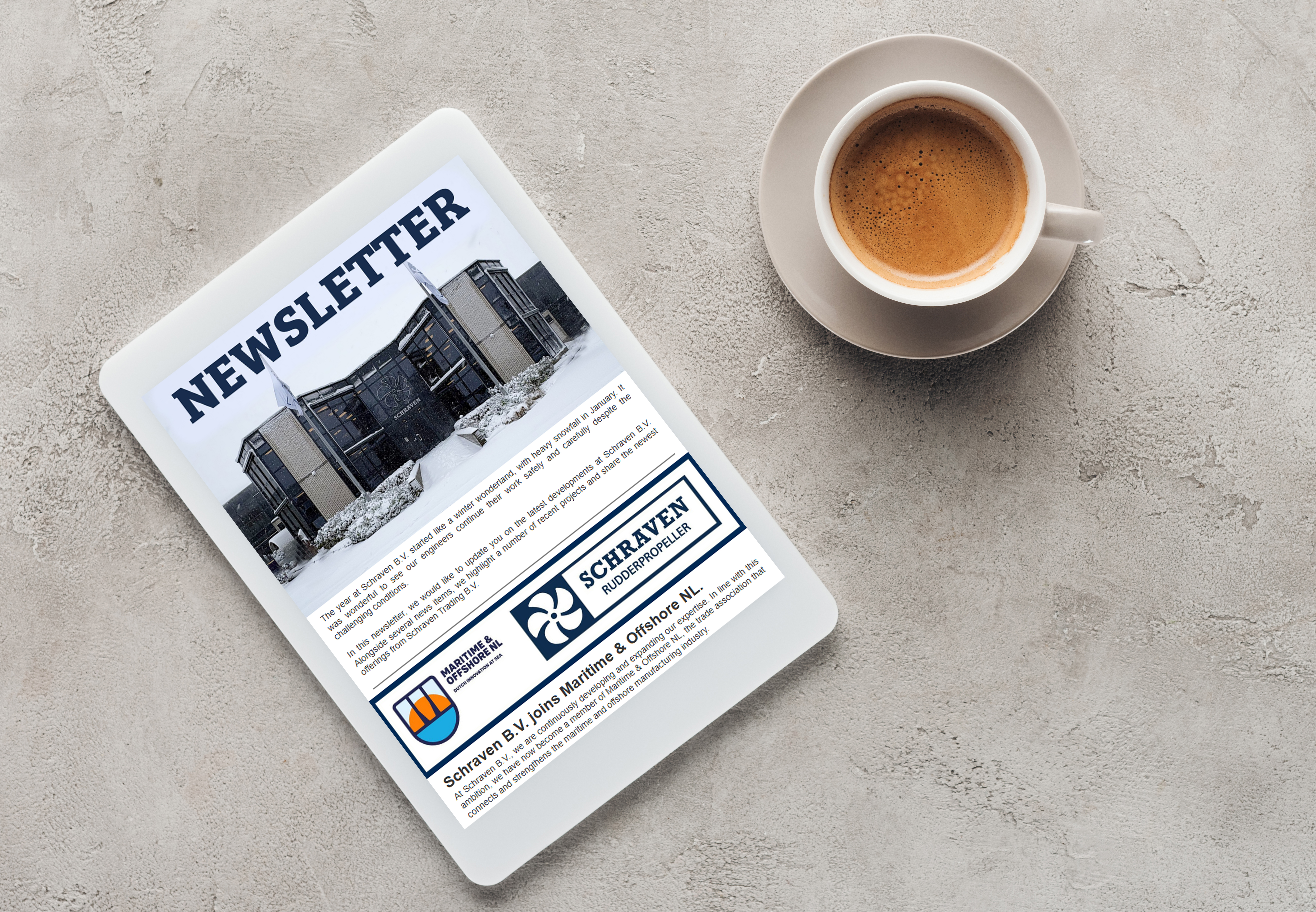 Top View Of Cup Of Coffee And Tablet With Blank Sc 2026 01 06 00 43 46 Utc